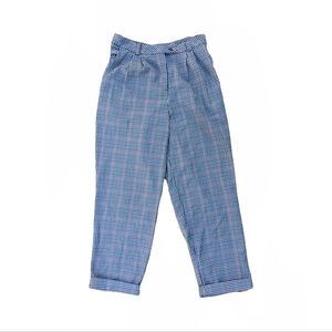 NWOT Topshop Plaid Black and Red Pants Cuffed Hem Ankle Crop High Waist Bottoms